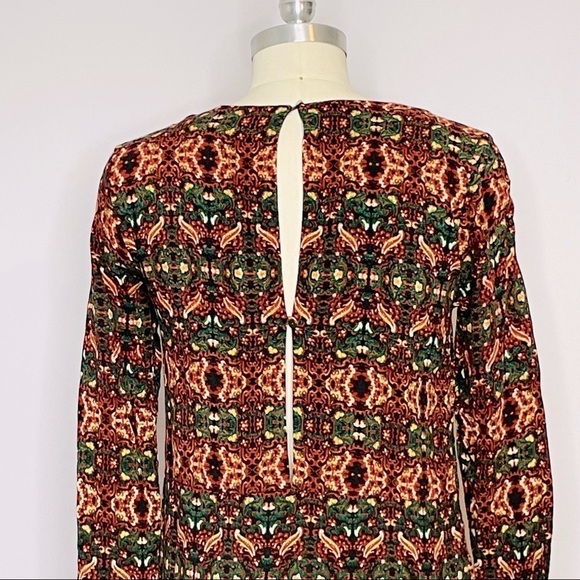 H&M Long Sleeve Boho Festival Multi Keyhole Back Mini Dress- Size 4 - Picture 5 of 10